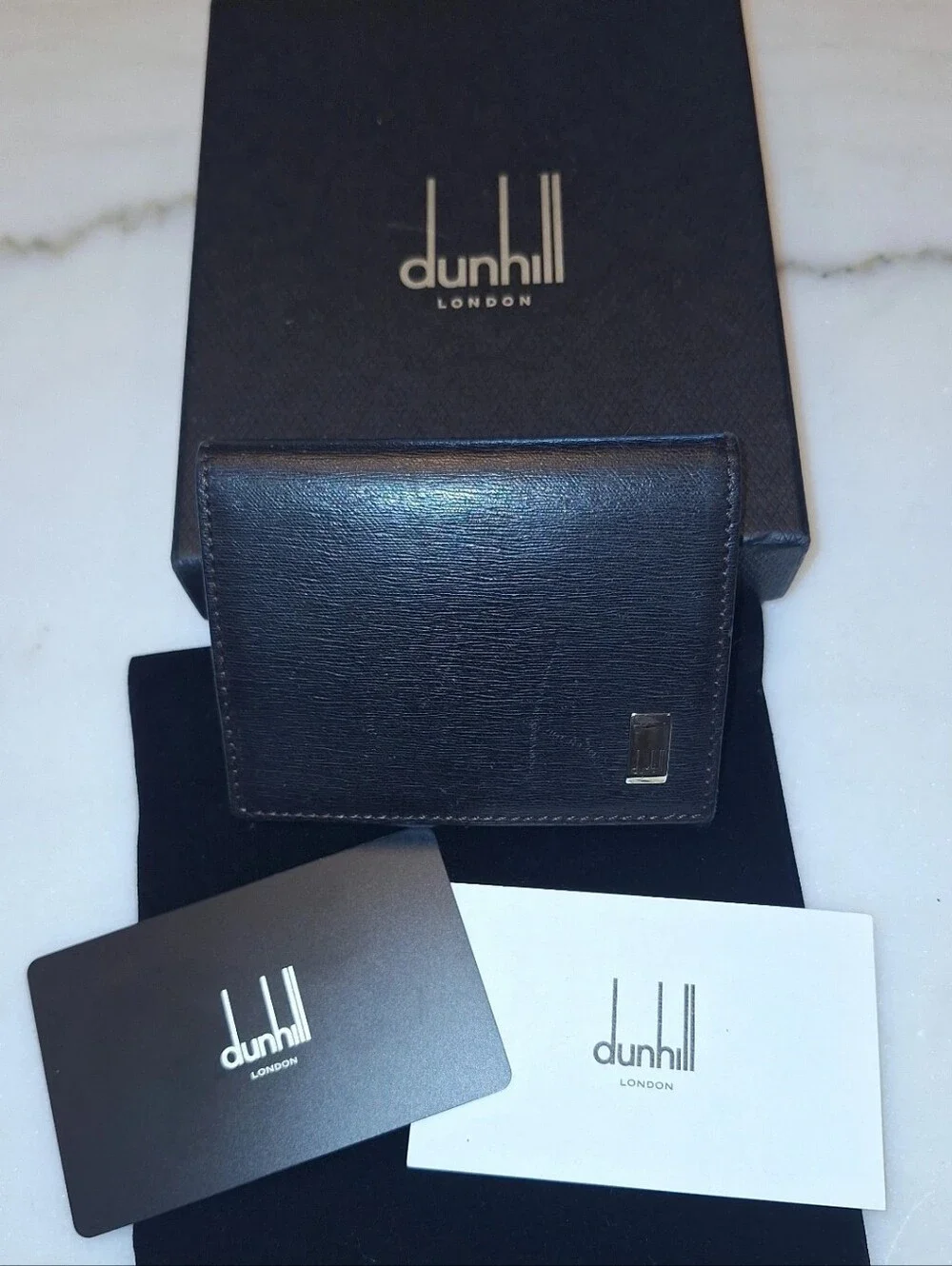 Dunhill Black Leather Coin Purse w/ Branded Box  EUC